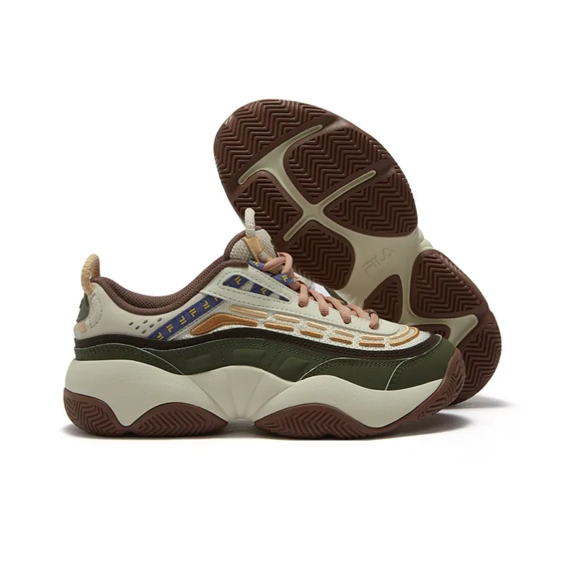 FILA FUSION FIRE Support Wear Resistant Slip Resistant Low Top Vintage Basketball Shoes Women's Green-2