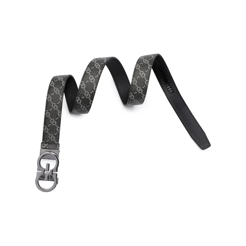 FORTEI Pvc Leather Belts Men's Black 3.5CM Gift Box Set-3