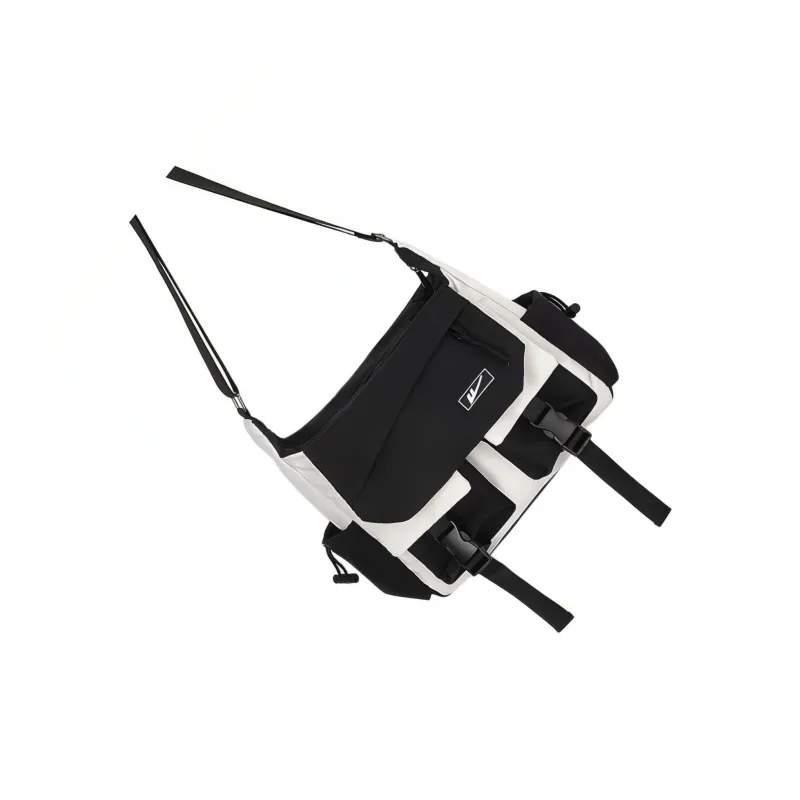 Warrior Nylon Fabric Shoulder Bag Crossbody Bag Large Size Men's Black White/Blue White-1