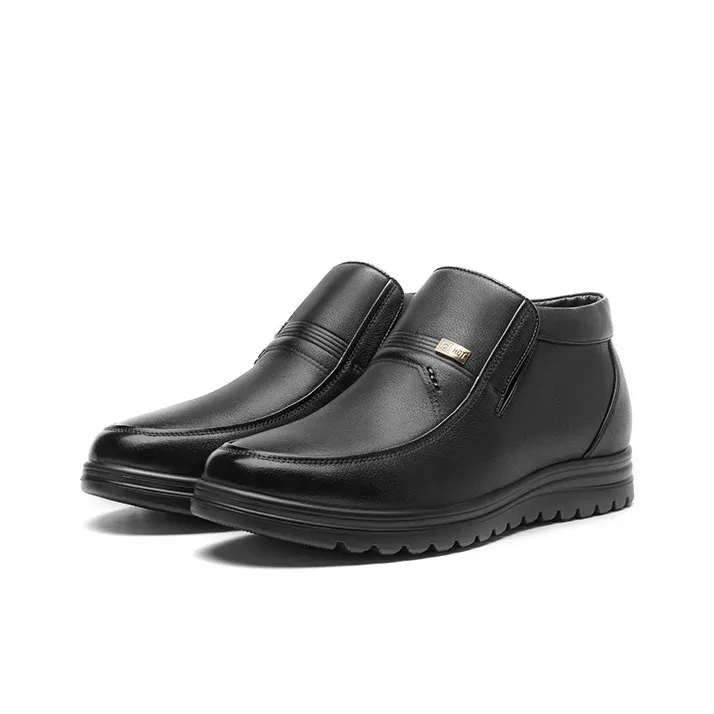 RED DRAGONFLY Casual High Top Leather Shoes Men's Black-3