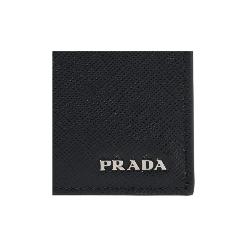 PRADA Cross-Stitch Leather Wallet Men's Black-6