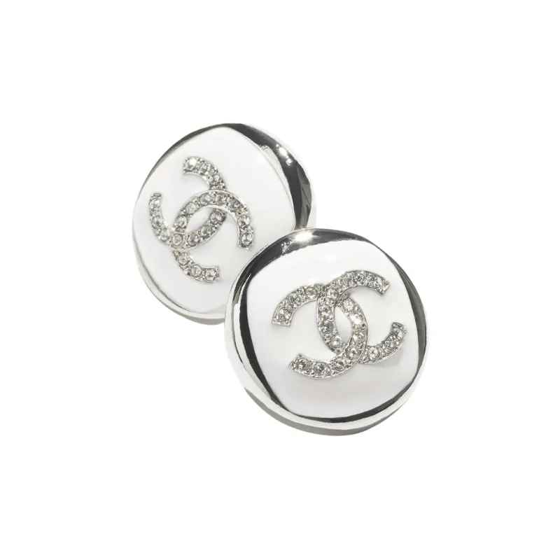 CHANEL Metal Stud Earrings Women's Silver-1