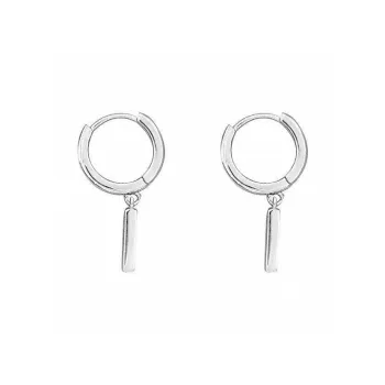 Stone Edge Poly Foot Silver 990 Sterling Silver Hoop Earrings Unisex