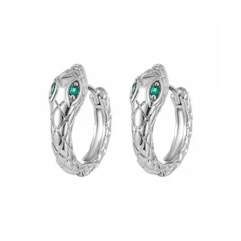 Stone Edge Poly Foot Silver 990 Sterling Silver Hoop Earrings Unisex