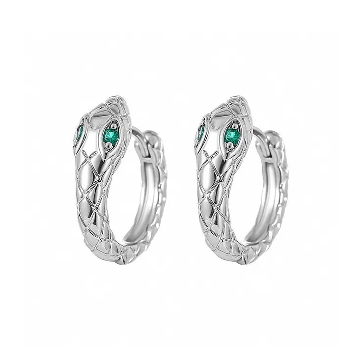 Stone Edge Poly Foot Silver 990 Sterling Silver Hoop Earrings Unisex-0