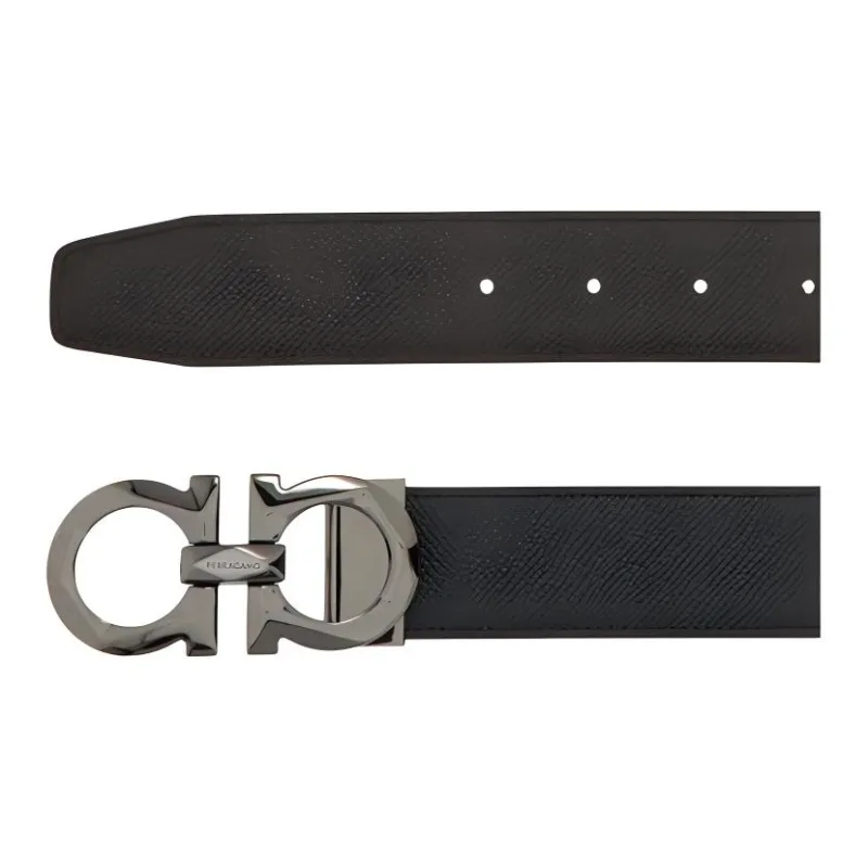 FERRAGAMO GANCINI Cow Leather Leather Belts Men's Width 3.3cm-2