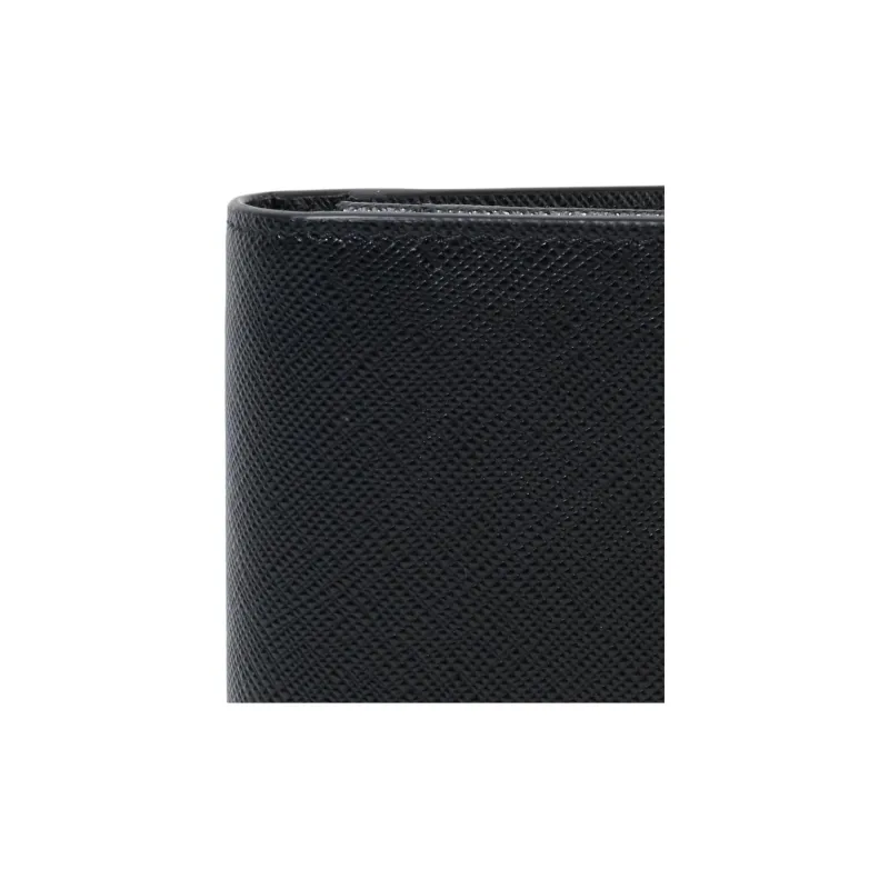 PRADA Cross-Stitch Leather Wallet Men's Black-5