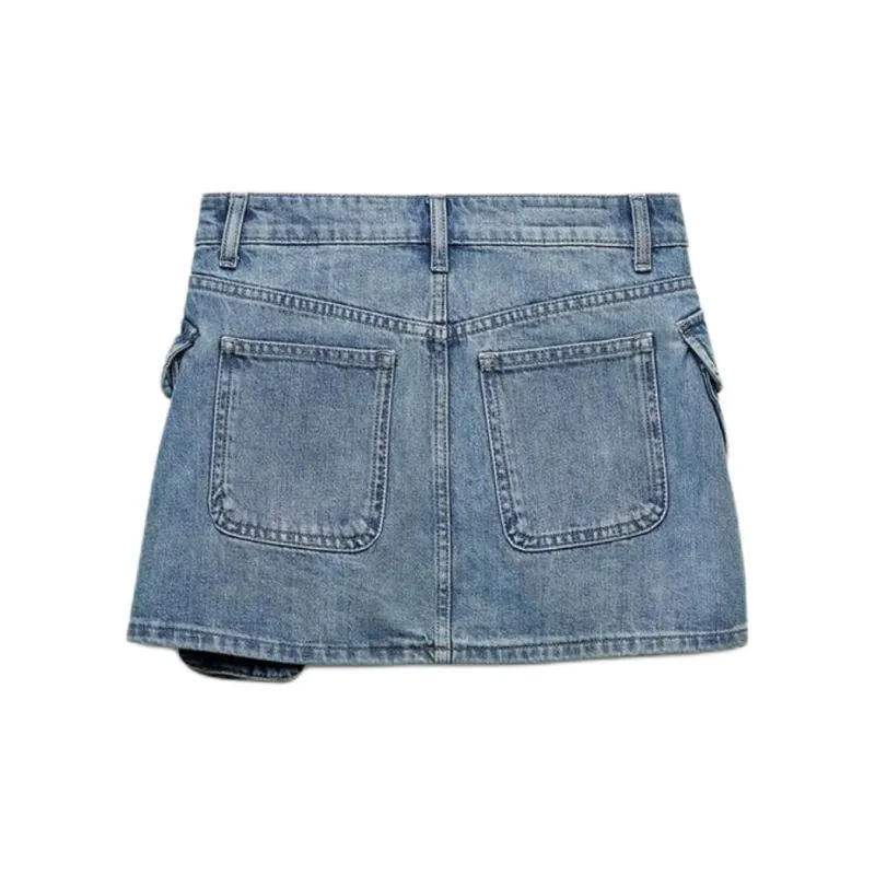 ZARA Trf Denim Short Skirts Women's Light Blue-1