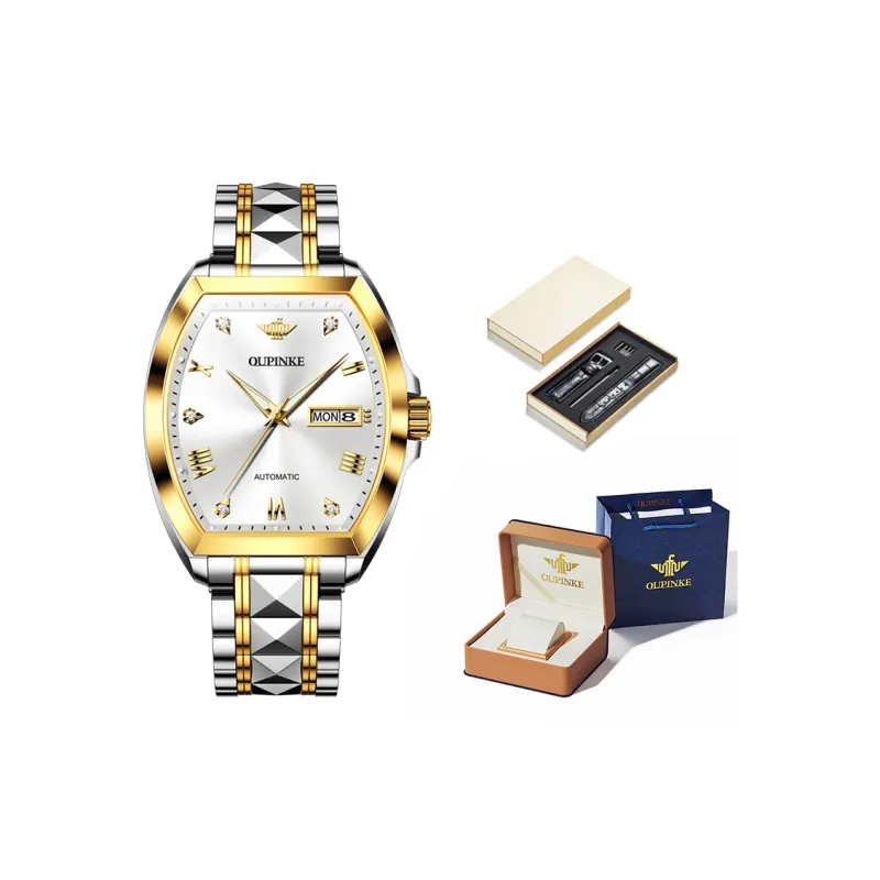 Oupinke Gaias Collection Mechanical Movement Stainless Steel Watchband Watch Men's Watches Black Dial-9