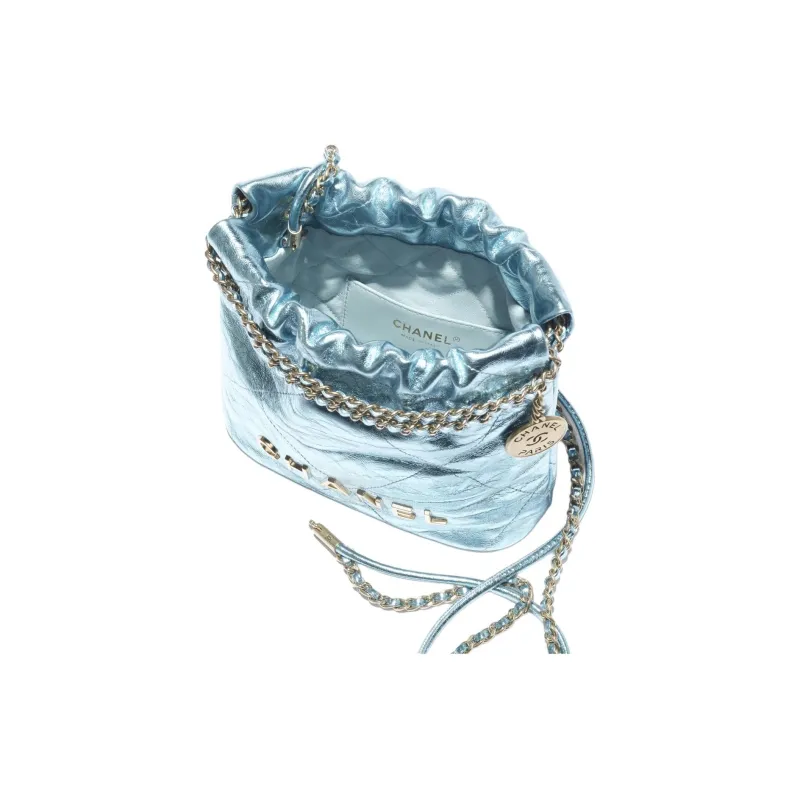 CHANEL Calfskin Hobo Bag Shoulder Bag Mini Women's Light Blue-2
