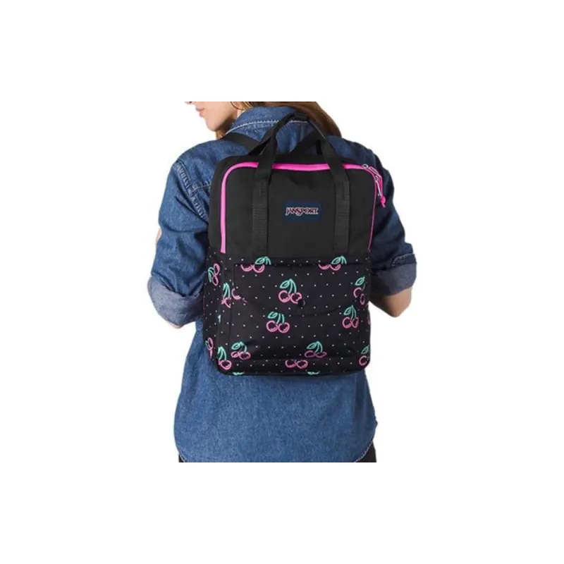 JanSport Polyester Backpack Medium Size Unisex Black Purple-3