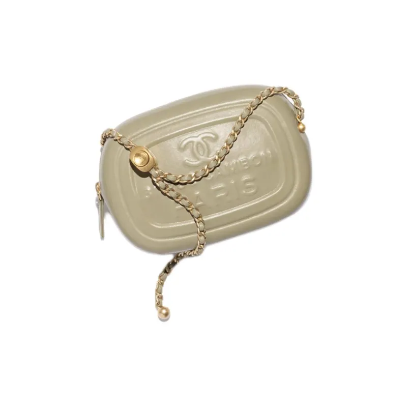 CHANEL Lambskin Camera Bag, Shoulder Bag, Crossbody Bag Mini Women's Khaki-3