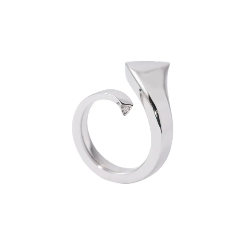 PRADA 750 White Gold 18 Ct Diamond Rings Women's Silver-1