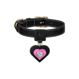 [Obsidian Black]Heart-Shaped Rhinestone-Embellished Charm+Obsidian Black Collar