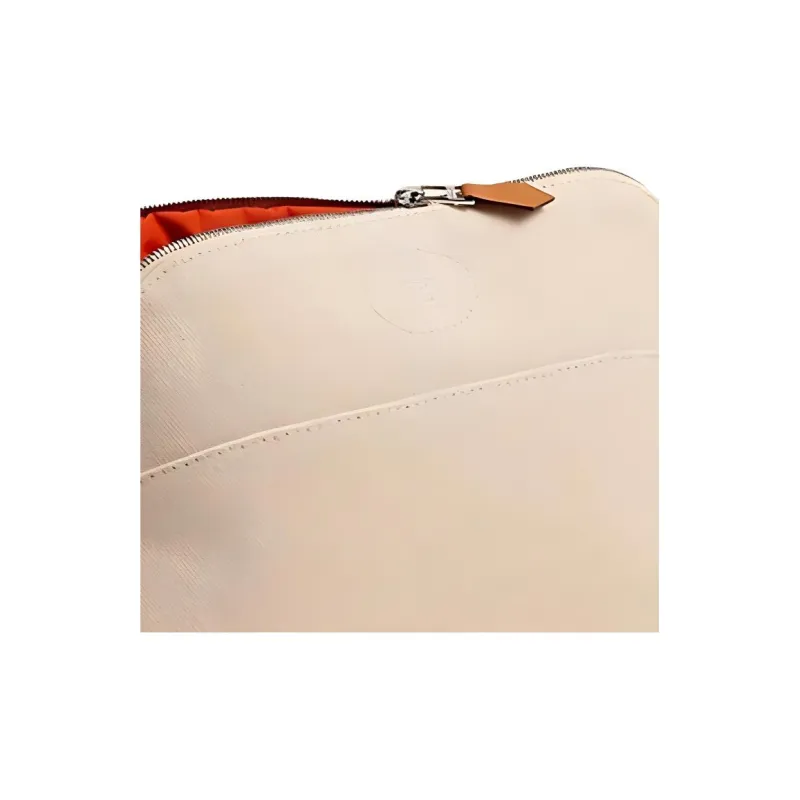 HERMES Bolide Cotton Bowling Bag Makeup Bag Storage Bag Medium Size Unisex 01 Blanc Pure White-1