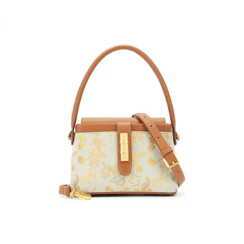 Pivsnu Silk Shoulder Bag, Crossbody Bag, Handbag Regular Women's Brown Koi Seaweed