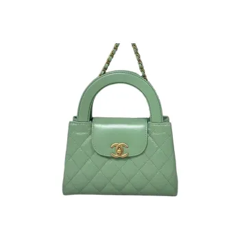 CHANEL Shiny Calfskin Shoulder Bag Crossbody Bag Handbag Mini Women's Green
