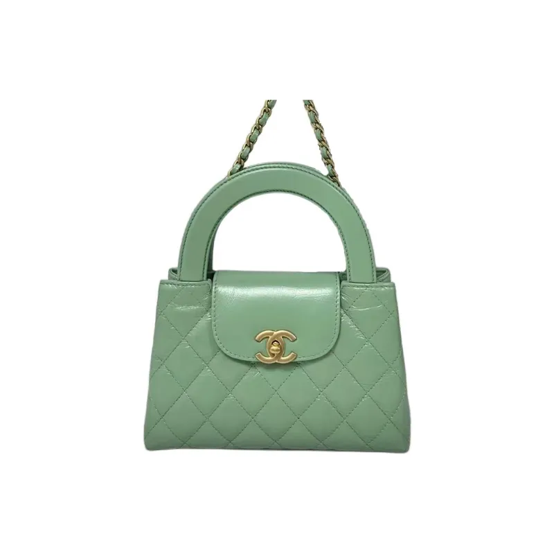 CHANEL Shiny Calfskin Shoulder Bag, Crossbody Bag, Handbag Mini Women's Green-0