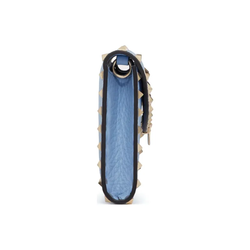 Valentino Rockstud Sheepskin Wallet Women's Blue-3