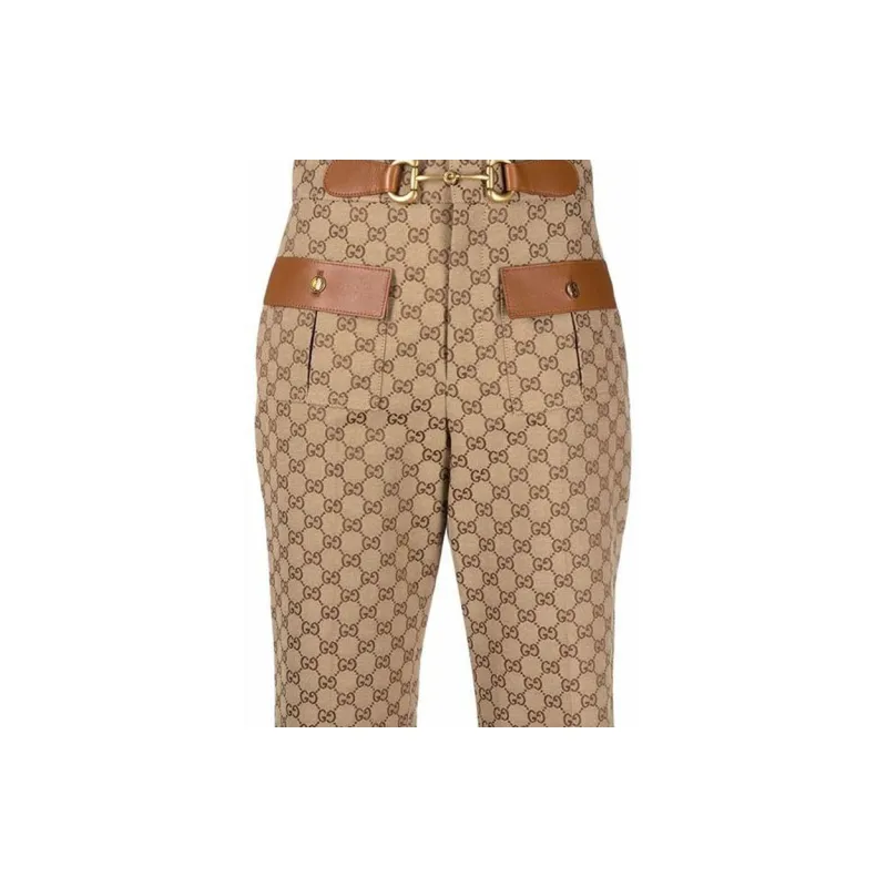 GUCCI Monogram pattern Straight leg Trousers-4
