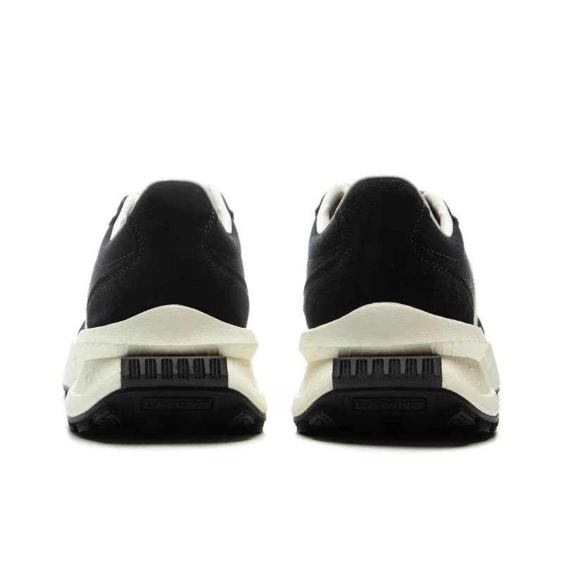 LiNing Wear Resistant Slip Resistant Mid Top Casual Shoes Unisex Black Beige-5