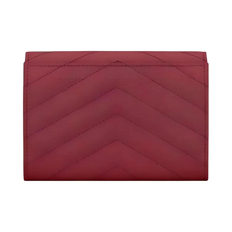SAINT LAURENT CASSANDRE Cow Leather Envelope Bag Handheld Wallet Small Size Women's Deep Red-2
