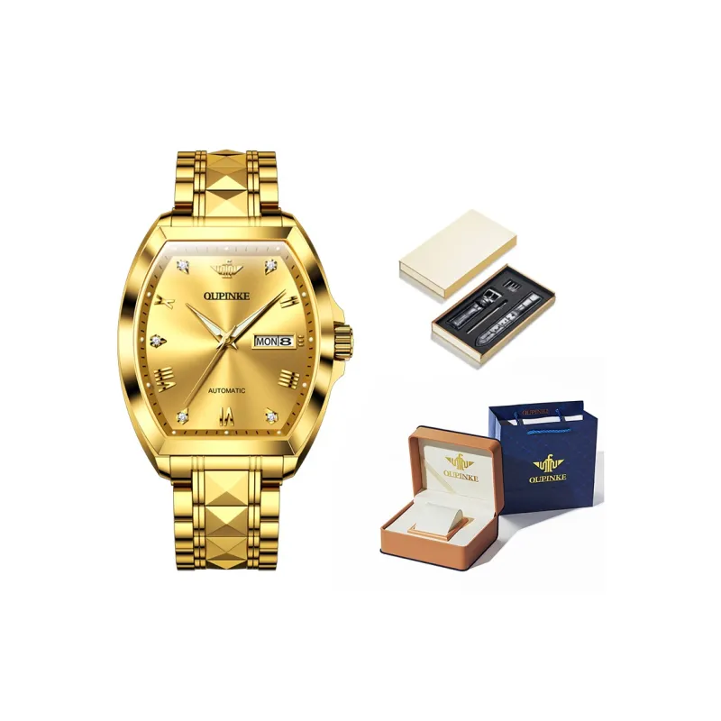 Oupinke Gaias Collection Mechanical Movement Stainless Steel Watchband Watch Men's Watches Black Dial-5