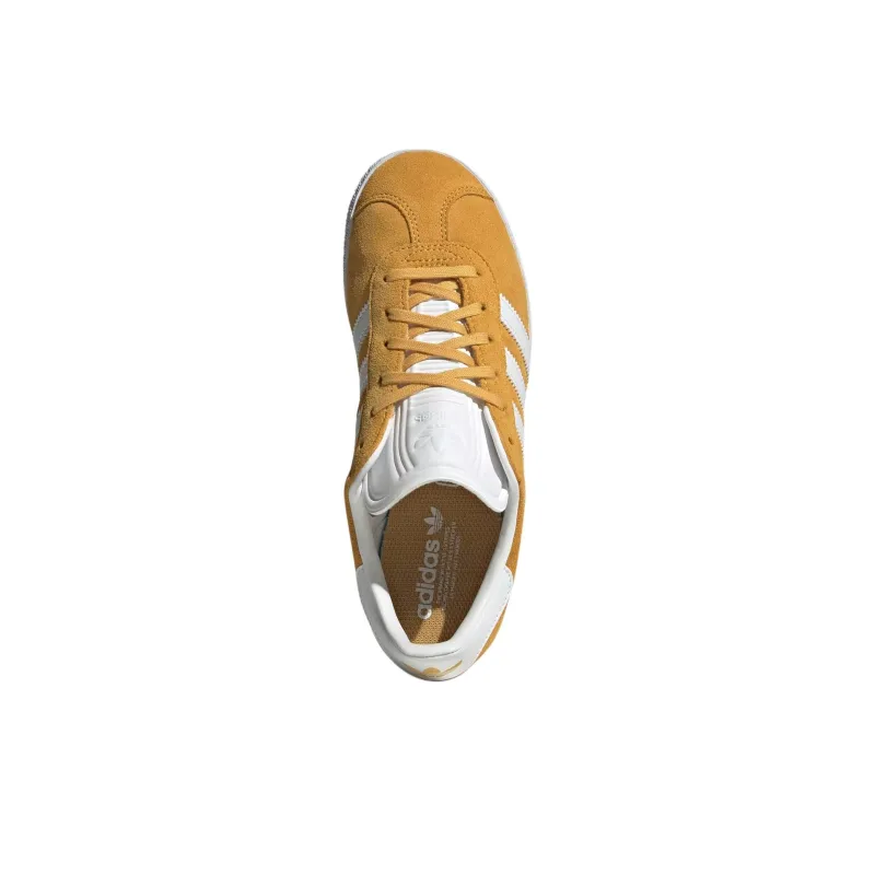 Adidas Originals GAZELLE Anti Slip Wear Resistant Low Top Kids' Skateboarding Shoes Yellow White Teenagers-4