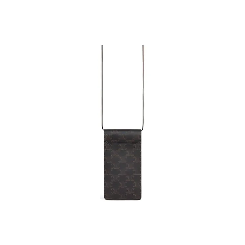 CELINE Triomphe Arc De Triomphe Canvas With Calfskin Shoulder Bag, Crossbody Bag With Cell Phone Pouch Unisex Tawny-3