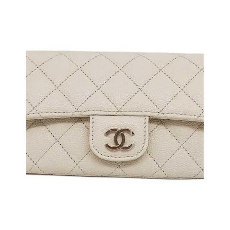 CHANEL Leather Eyeglass Pouch, Handbag, Shoulder Bag, Crossbody Bag Women's White-3
