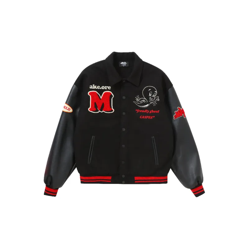 Makemore Baseball Jacket Unisex Black-1