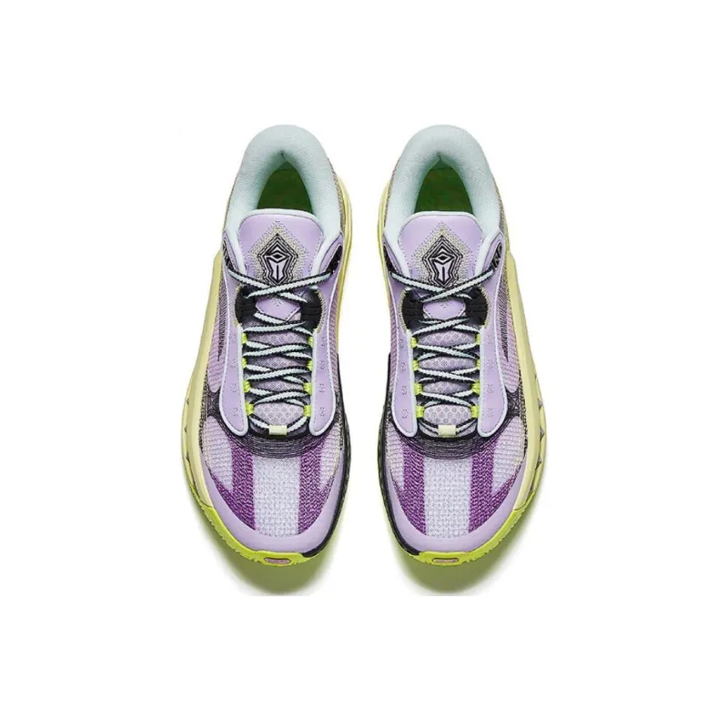 Anta Tide 6 Cushioning Anti Slip And Wear Resistant Mid Top Basketball Shoes Men's Purple Green-2