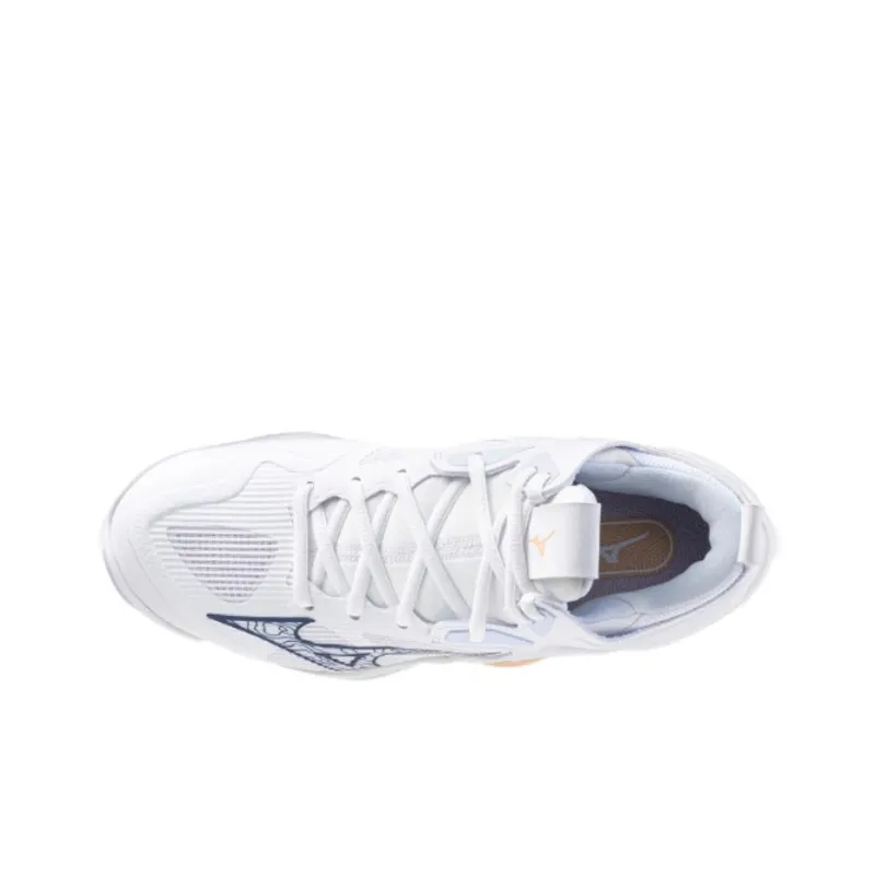 Mizuno Wave Momentum 3 Anti Slip Wear Resistant Mid Top Training Shoes Women's White Blue-2