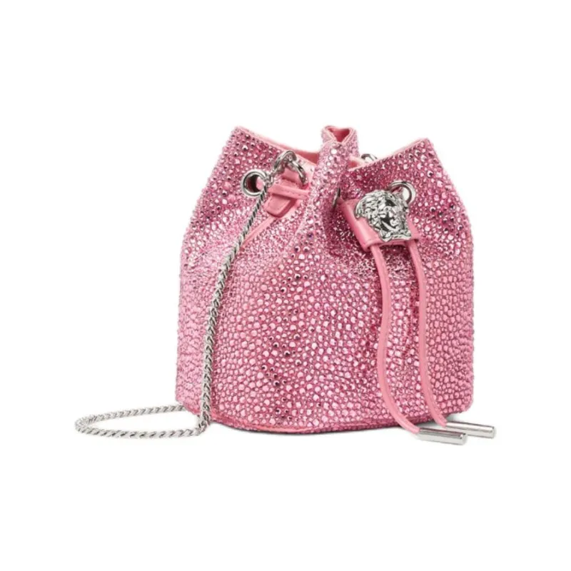 VERSACE La Medusa Viscose Bucket Bag Handbag Mini Women's Pink-1