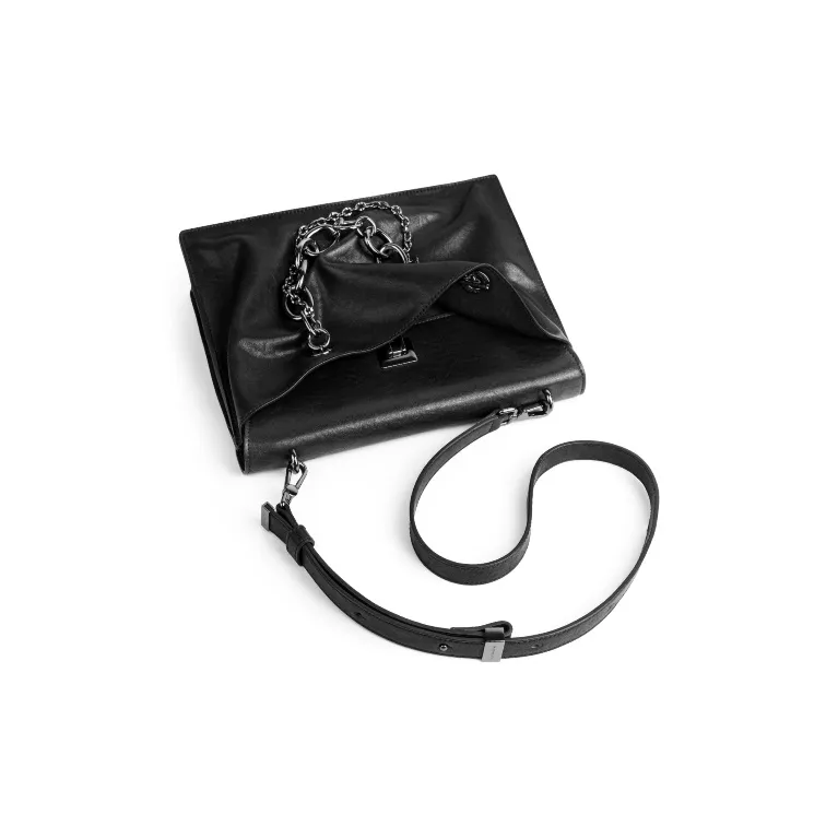 INJOYLIFE Lock Envelope Square Bag Crossbody Bag Medium Size Unisex Black-1