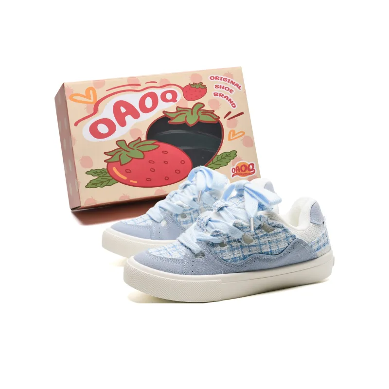 OAOQ Low-Top Skateboard Shoes Unisex White Yellow Blue-48