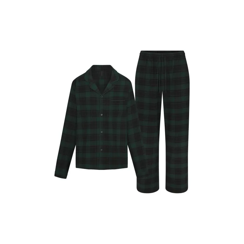 SKIMS Fake Day Collection FW24 FLANNEL SLEEP MENS SLEEP SET Pajama Set Men's Cypress Plaid/Cypress Check-0