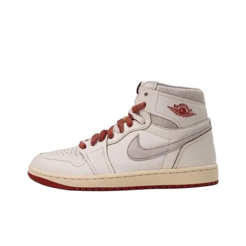 Jordan Air Jordan 1 Durable Breathable High Top Vintage Basketball Shoes Women's Beige Orange
