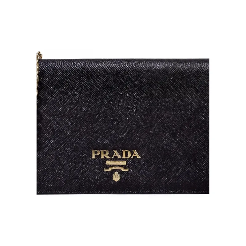 PRADA Saffiano Leather Shoulder Bag, Crossbody Bag Women's Black-4
