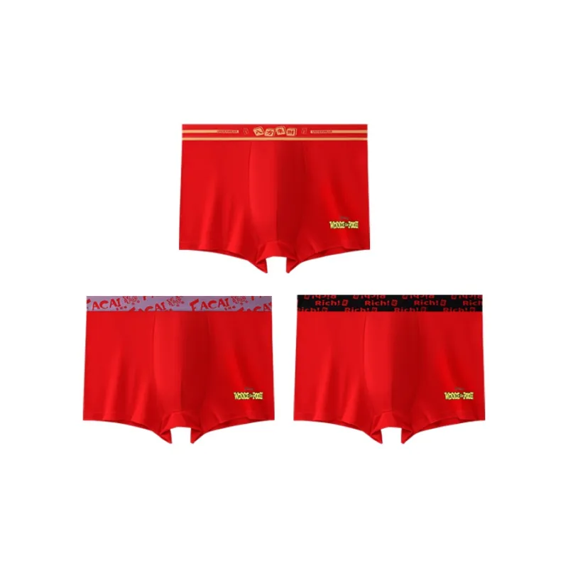 Disney Prosperity Zodiac Year Red 100% Cotton Underpants Men's 3 Pack-11