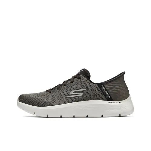 Skechers Go Walk Fle Hands Free Slip Ins Cushioning Breathable Lightweight Rebound Low Top Casual Shoes Men's Brown