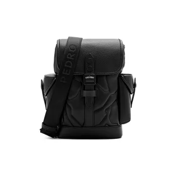 PEDRO Polyurethane Synthetic Leather Shoulder Bag Small Size Men's Black/Army Green