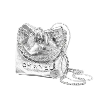 CHANEL Calfskin Hobo Bag Shoulder Bag Mini Women's Silver