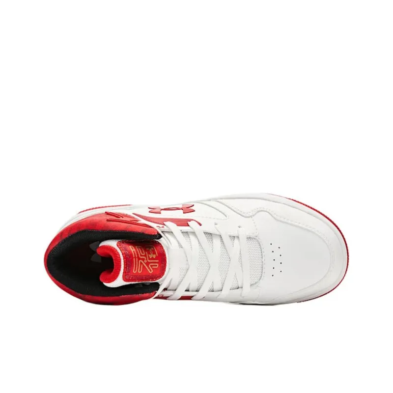 Under Armour Anti Slip Wear Resistant Mid Top Kids' Skateboarding Shoes White Teenagers-2
