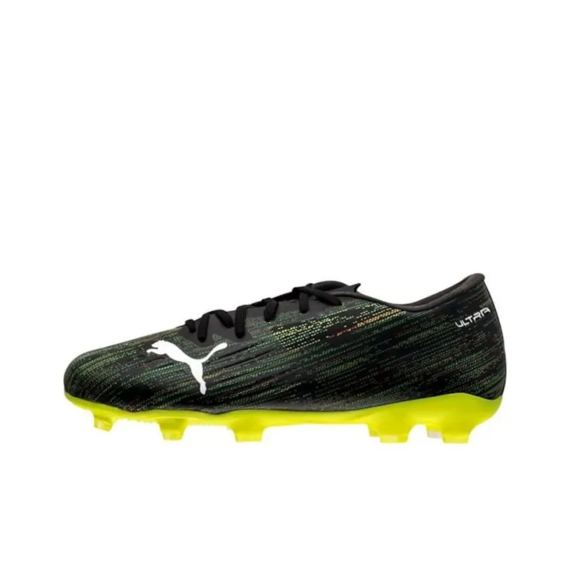 PUMA Ultra 2.2 Anti Slip Wear Resistant Low Top Kids' Soccer Shoes Black Yellow Teenagers-0