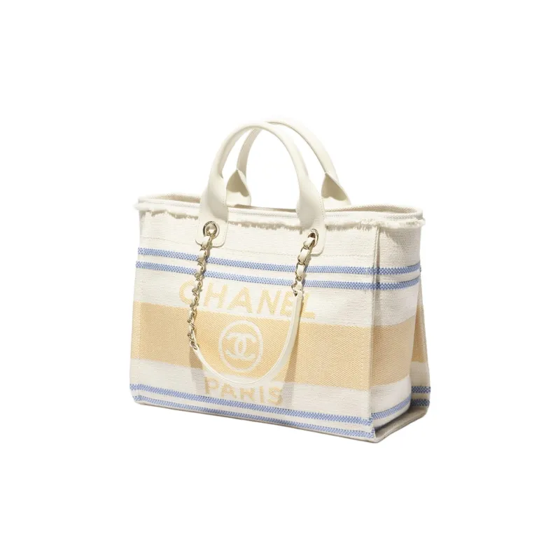 CHANEL Cotton Canvas Tote Bag, Shopping Bag, Shoulder Bag, Handbag Women's Multicolor-1