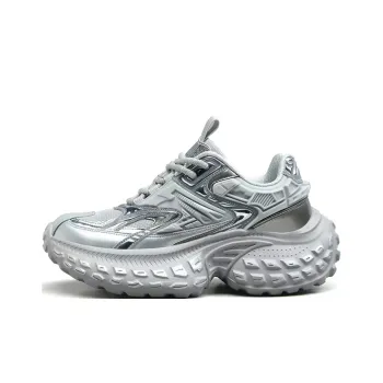 MVA Anti Slip Wear Resistant Breathable Impact Resistant Lightweight Low Top Chunky Sneakers Unisex Silver