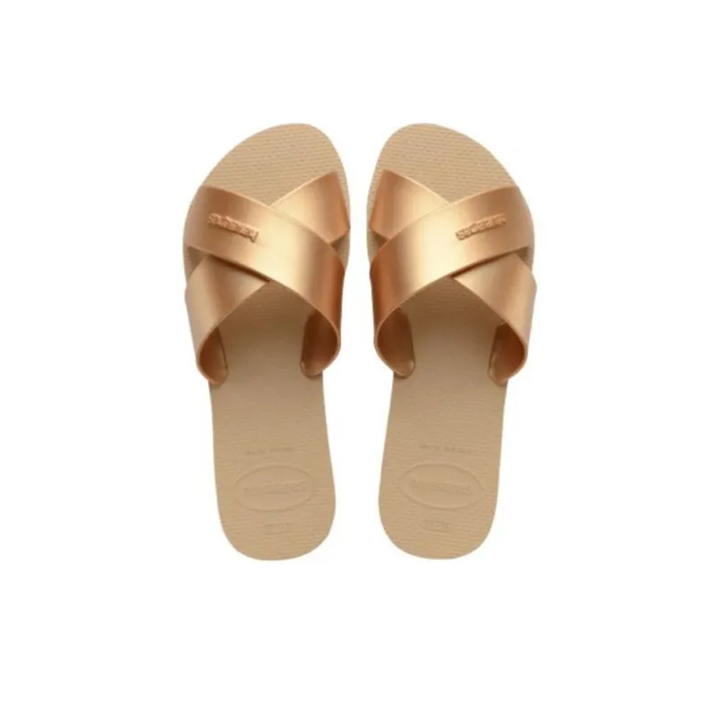 Havaianas Abrasion Resistant Slide Slippers Women's Gold-4