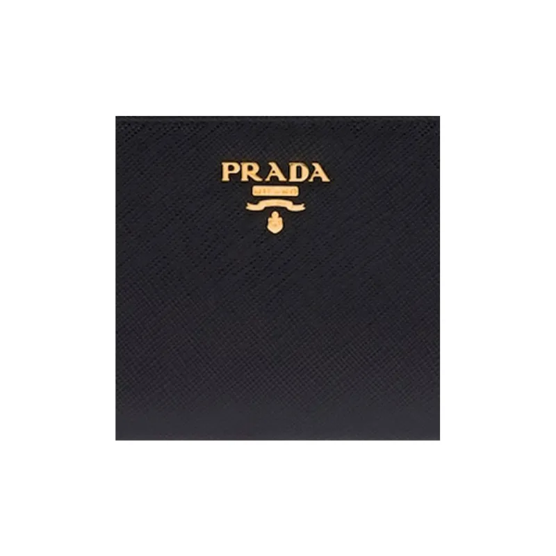 PRADA Saffiano Leather Wallet Small Size Women's Black/Plum-5