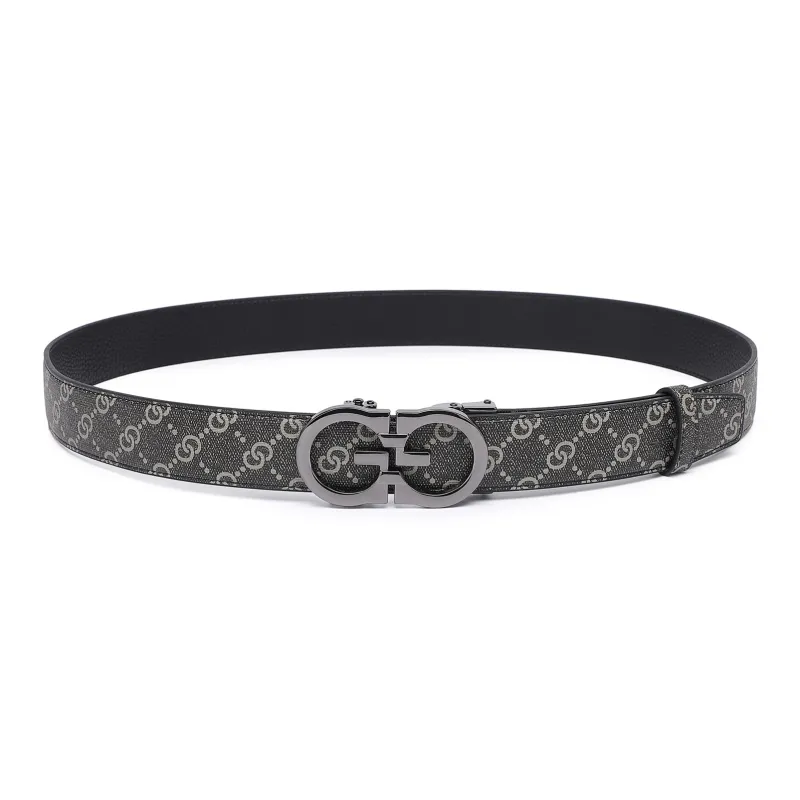FORTEI Pvc Leather Belts Men's Black 3.5CM Gift Box Set-2